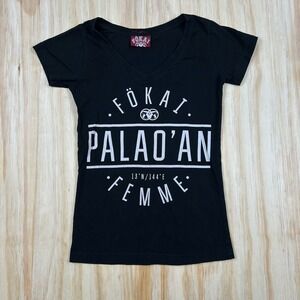 Fokai Femme Fabulous Women's Short Sleeve Black V-Neck Shirt Sz S Baby